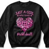 Pickleball Gildan Crewneck Sweatshirt, Just A Girl Who Loves Pickleball, Court Warm Up thumbnail 1