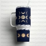 Moon Phases 40oz Tumbler Wrap, Celestial Seamless Digital Design, Distressed Tapered Full Moon Astrology Night Sky Sublimation Digital thumbnail 4