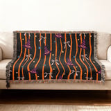 Witch Hat Velveteen Blanket - Spooky Cute Halloween Throw Pillow, Whimsical Orange & Black Stripe Witchy Home Decor Gift thumbnail 4