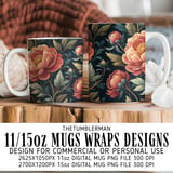 Peony Tumbler Design, Floral Tumbler png, Digital Papers, Watercolor Flowers Backgrounds, Junk Journal Pages, Digital Scrapbooking Paper thumbnail 4