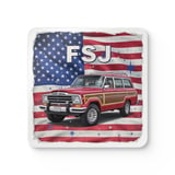 Grand Wagoneer Corkwood Coaster Set, American Flag Art, The Waggy Coasters, FSJ Car Gift, Car Lover Gift, Petralla Shop Cars Section thumbnail 4