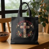 Grace Wins Floral Cross Sweatshirt, Christian Hoodie, Faux Embroidered Faith Aesthetic Sweater, Religious Cottagecore Botanical Tote Bag thumbnail 20