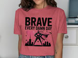Cancer fighting t-shirt, Brave Every Damn Day Superhero, Heart City T-Shirt, Cancer Awareness Tee, Inspirational Support T-shirt thumbnail 4
