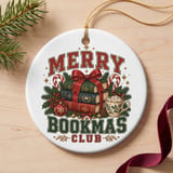 Merry Bookmas Club Ornament, Book Lover Christmas Gift, Cozy Bookish Holiday Tree Decor, Reader Gift, Cute Book Club Christmas Ornament thumbnail 6