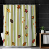 Fall Shower Curtain and Bath Mat Set, Rustic Autumn Botanical Bathroom Decor, Vintage Cottagecore Leaves Acorn Pinecone Yellow Green Decor thumbnail 1