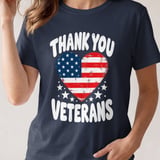 Thank You Veterans American Flag Heart T-Shirt thumbnail 4