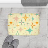 Mid Century Modern Shower Curtain, Bath Mat Retro Atomic Starburst Vintage 1950s Bathroom Decor, Pastel Boho Kitsch Stars Bath Set thumbnail 17