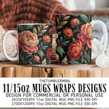 Floral Tumbler Digital Image, Colorful Flowers Digital Papers, Watercolor Flower Backgrounds, Printable Tumbler Png thumbnail 4