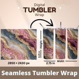 20 oz Skinny Tumbler Wrap Sublimation Design, Abstract Gold Pink Geode, Straight and Tapered Wrap png, Tumbler Digital Download thumbnail 5