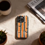 Spooky Bat & Star Grunge Stripe Phone Case, Halloween Aesthetic Tote Bag, Orange and Black Witchy Phone Cover thumbnail 11
