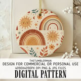Digital Pattern Bundle, Boho Rainbows, Sun Stars Moon, Seamless Repeat Pattern, Neutral Tones, Digital Paper, Scrapbooking, Commercial Use thumbnail 3