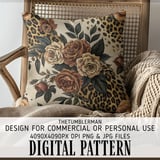 Digital Pattern, Rose Flower, Floral Leopard, Animal Print, Digital Bundle, Seamless Pattern, Fabric Design, Commercial Use, Digital File thumbnail 5