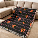 Halloween Jack O'Lantern Woven Blanket, Spooky Cute Pink Stripe Velveteen Blanket, Y2K Aesthetic Throw Pillow Decor Gift thumbnail 8