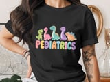 Pediatrics Dinosaurs Nurse T-Shirt: Cute Peds Crew Appreciation Tee thumbnail 9