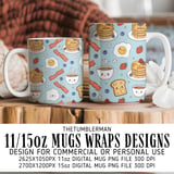 Digital Pancakes Pattern, Breakfast Food Print, Egg and Bacon Design, Cute Kawaii Art, Food Lover Gift, Digital Bundle, Fun Seamless Repeat thumbnail 4