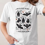 Fluent in Bat and Sarcasm Shirt, Cute Bat Lover T-Shirt, Funny Goth Aesthetic Sweatshirt, Witchy Halloween Gift for Her thumbnail 7
