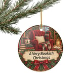 Bookish Christmas Ornament, Cozy Book Lover Holiday Decor, Reading Nook Cat Library Bookworm Tree Charm, Literary Gift for Readers thumbnail 7