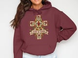God Is Good Christian Sweatshirt, Quilted Cross Hoodie, Faux Patchwork Floral Faith Tote Bag, Country Folk Art Religious Easter Gift thumbnail 7