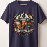 Dad Bod Powered By Beer Pizza BBQ T-Shirt | Funny Father's Day Gift for Him | Grill Master Vintage Graphic Tee | Husband Birthday Shirt thumbnail 4