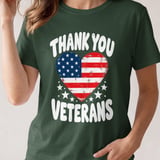 Thank You Veterans American Flag Heart T-Shirt thumbnail 3