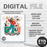Dancing Grandma Kitchen Sublimation PNG Digital File for T-Shirts Mugs | Whimsical Happy Homemaker Singing Art Gift thumbnail 7