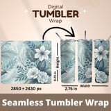 Winter Floral Tumbler Design, Digital Paper Pack, Watercolor Flowers, Printable PNG, Floral Junk Journal, Scrapbooking Paper thumbnail 7