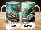 Sea Turtle Mug Sublimation Wrap, Underwater Ocean Life 11oz 15oz Design, Vibrant Coral Reef Marine Turtle Digital thumbnail 9