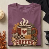 Coffee Weather Tee or Sweatshirt, Faux Patchwork Design thumbnail 21