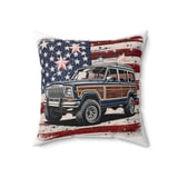 Grand Wagoneer Pillows, Waggy American Flag, Patriotic Car Pillow Cases, Off Road SUV Decor, Classic Wood Grain Truck, Gifts for Car Lovers thumbnail 4