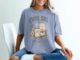 Coffee Bible Quiet Mornings T-Shirt, Christian Faith Tee, Devotional Gift for Her, Religious Woman Shirt, Cottagecore Cozy Top thumbnail 1