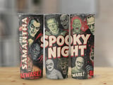 Personalized Halloween Tumbler, Spooky Night Design, Monster Tumbler, Dracula, Frankenstein, Werewolf, Mummy, Halloween Gift, Name Tumbler thumbnail 2