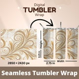 20 oz Skinny Tumbler Wrap, Gold Floral Sublimation Design, Straight and Tapered Wrap, Marble Texture, Tumbler Digital Download, Elegant thumbnail 5