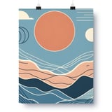 Minimalist Landscape Posters, Abstract Mountain Art, Geometric Sun Print, Mid Century Modern Wall Decor, Nature Inspired Posters thumbnail 6