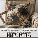 Digital Leopard Print Bundle, Rose Flower Pattern, Printable Digital, Floral Fabric Design, Trendy Leopard Print, Seamless Leopard Pattern thumbnail 5
