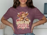 Game Day Sister Highland Cow Tee thumbnail 1