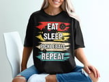 Pickleball Comfort Colors Shirt, Eat Sleep Pickleball Repeat Design, Retro Court Aesthetic Vintage Graphic Tee thumbnail 1