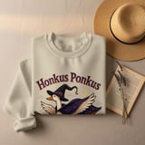 Honkus Ponkus T-Shirt, Funny Goose Witch Shirt, Halloween Tee, Spooky Season Apparel, Witch Goose on Broomstick, Halloween Gift thumbnail 6