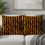 Distressed Orange Black Stripe Velveteen Blanket | Spooky Halloween Woven Throw Pillow | Grunge Fall Decor Gift thumbnail 14