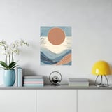 Abstract Ocean Posters, Minimalist Sun Print, Boho Waves Art, Coastal Wall Decor, Scandinavian Seascape Art, Graphic Illustration Posters thumbnail 8