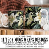 White Lily Tumbler Design, Digital Paper, Floral Backgrounds, Junk Journal Pages, Printable PNG, Scrapbooking Paper thumbnail 4