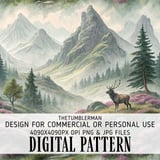Serene Highland Stag Digital Art Size Bundle Png thumbnail 2