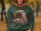 Fall Between The Pages Sweatshirt, Vintage Bookish Hoodie, Cozy Autumn Book Lover Tote Bag, Cute Librarian English Teacher Gift Apparel thumbnail 2