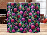 Gomphrena Floral 20oz Tumbler Sublimation PNG | Seamless Globe Amaranth Digital Design + Car Coasters | Vibrant Watercolor Pattern thumbnail 8