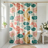 Artisanal Koi & Lotus Shower Curtain thumbnail 1