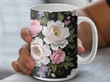 Quilled Floral Mug Wrap Sublimation Digital Download for 11oz 15oz Mugs, Elegant Peony Rose Flower Craft Design Template, Gift for Her thumbnail 8