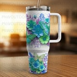 40oz Tumbler Sublimation PNG, Distressed Butterfly Flower Digital Design, Seamless Tapered Wrap, Honeycomb Floral Art, Free Car Coasters thumbnail 5