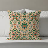 Moroccan Tile Pillow Case | Teal Orange Yellow Boho Accent Cushion Cover | Mediterranean Decor Housewarming Gift thumbnail 8
