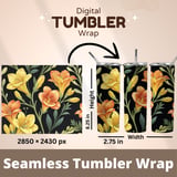 Yellow Flowers Tumbler Design, Floral Digital Paper, Watercolor Backgrounds, Flower Junk Journal, Printable PNG, Digital Scrapbooking thumbnail 7