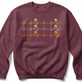Pickleball Gildan Crewneck Sweatshirt, Pickleball Heartbeat EKG Pulse Rhythm Graphic, Court Warm Up thumbnail 3