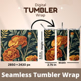 Marigold Tumbler Design, Floral Digital Papers, Flower Backgrounds, Junk Journal Pages, Printable PNG, Digital Scrapbooking Paper thumbnail 7
